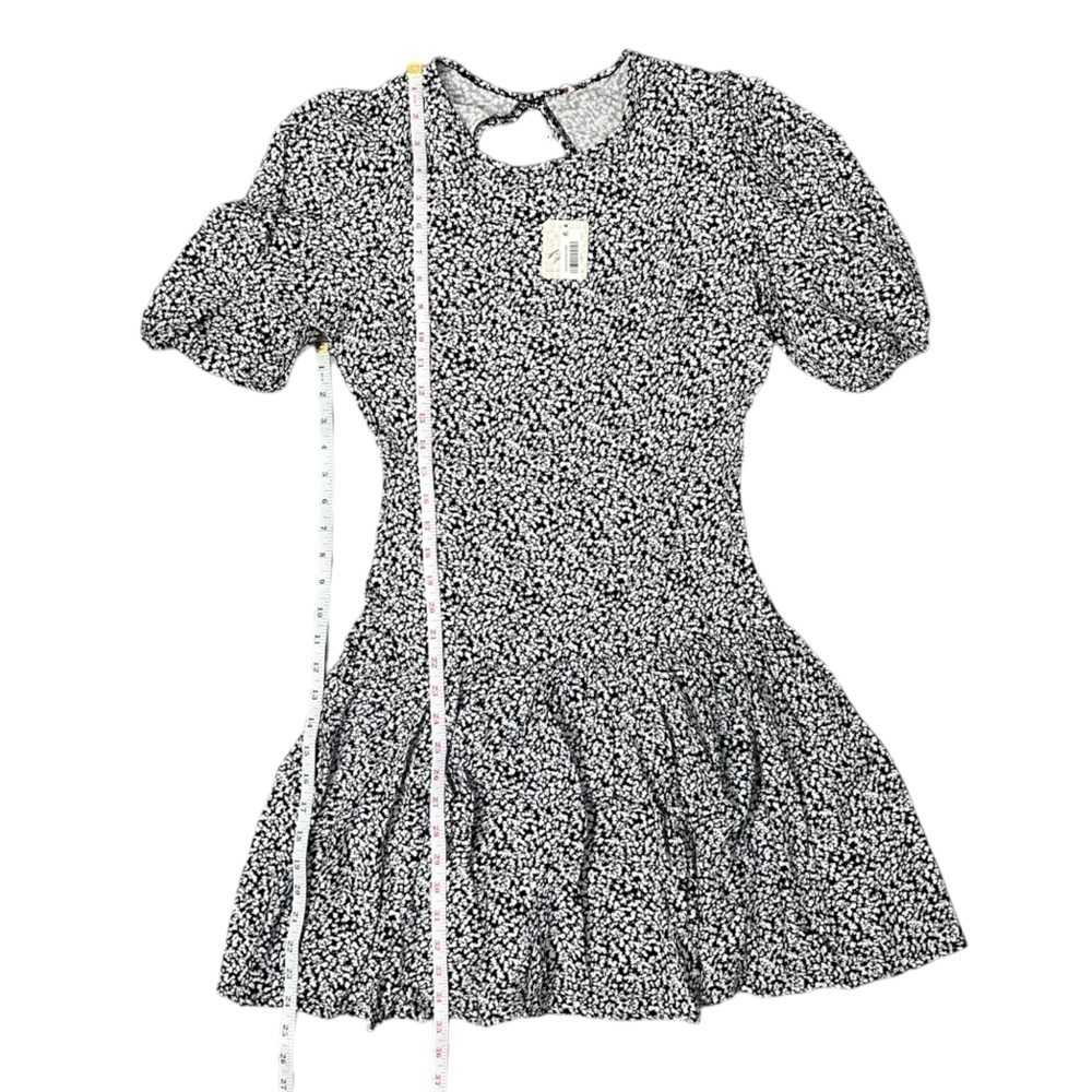 Free People Short Sleeve Tear Drop Back Black & White Dress - Size Small - Picture 14 of 15